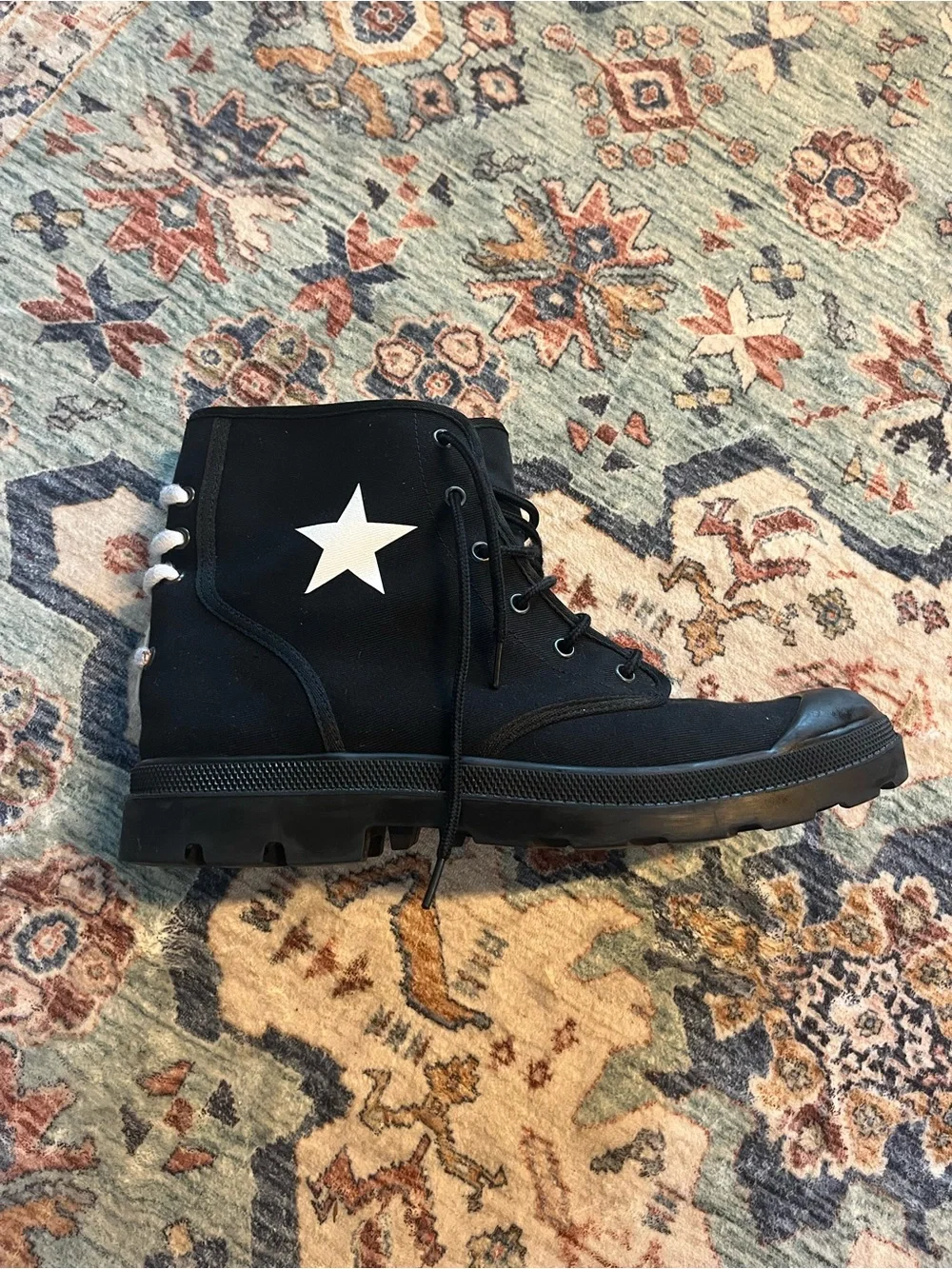Givenchy Canvas Printed Combat Boots – Black & White